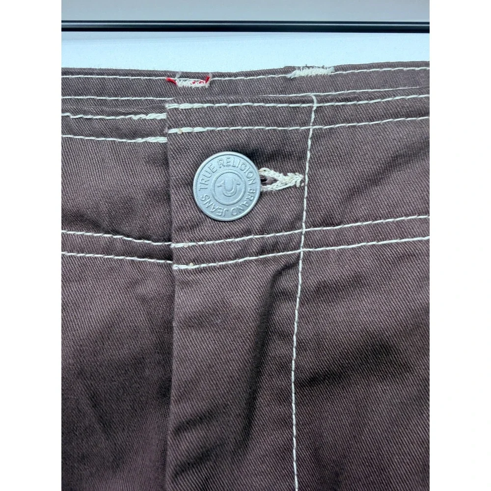True Religion Bobby Baggy Cargo Pant Mens 34 Brown NWT Contrast Stitch 700248